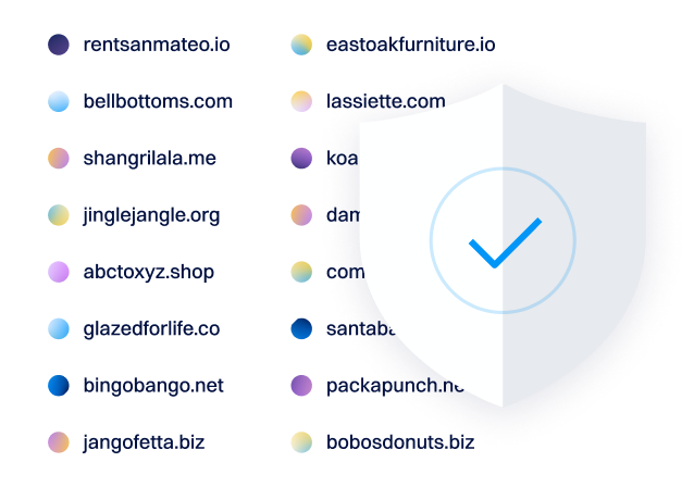 list of domain names with protected shield icon