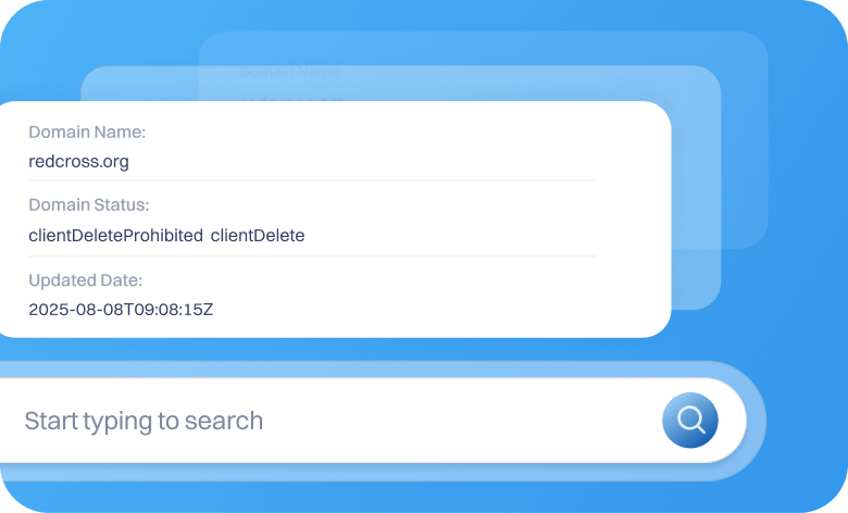 Ilustrasi yang menampilkan kata “WHOIS” dengan kaca pembesar di atasnya, melambangkan pencarian kepemilikan dan detail pendaftaran domain menggunakan pencarian WHOIS.