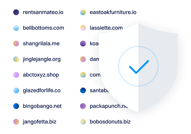 list of domain names with protected shield icon